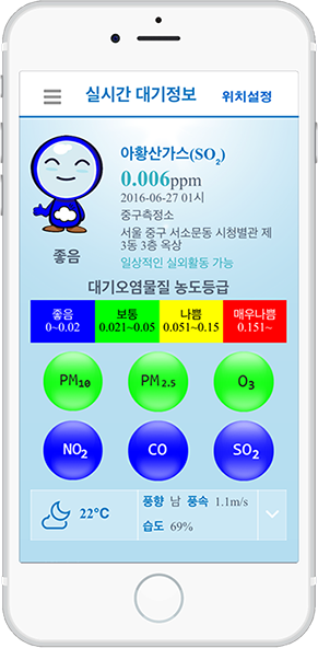 우리동네 대기질 실행화면